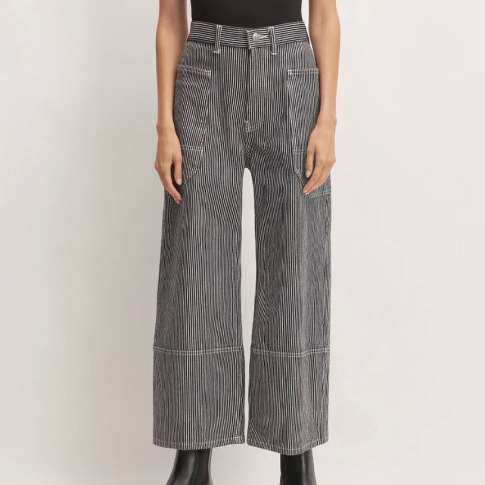Everlane Hickory Stripe Way High Gardener Cropped Jean